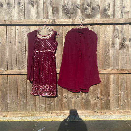 Maroon Chiffon Kurta